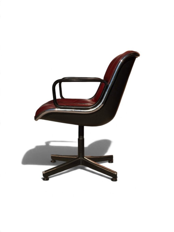 Poltrona Executive Charles Pollock Knoll in pelle bordeaux, base a 4 razze – Poltrone, Cromo (photo 4 of 10)