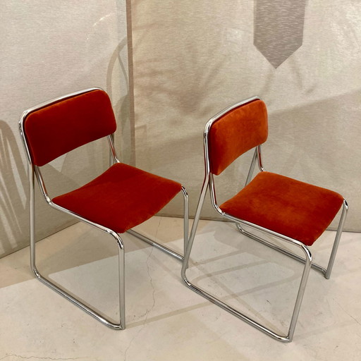 2x Vintage Buisframe Stoelen, set