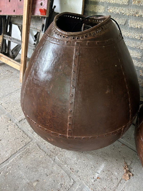 Set of 2 large round designer pendant lamps (diameter 60 cm). Eye-catchers! – Copper (photo 3 of 5)