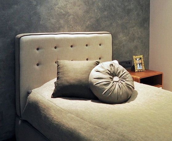 Image 1 of Custom Upholstered Headboard and Bed (Mattress 100 x 190 cm)