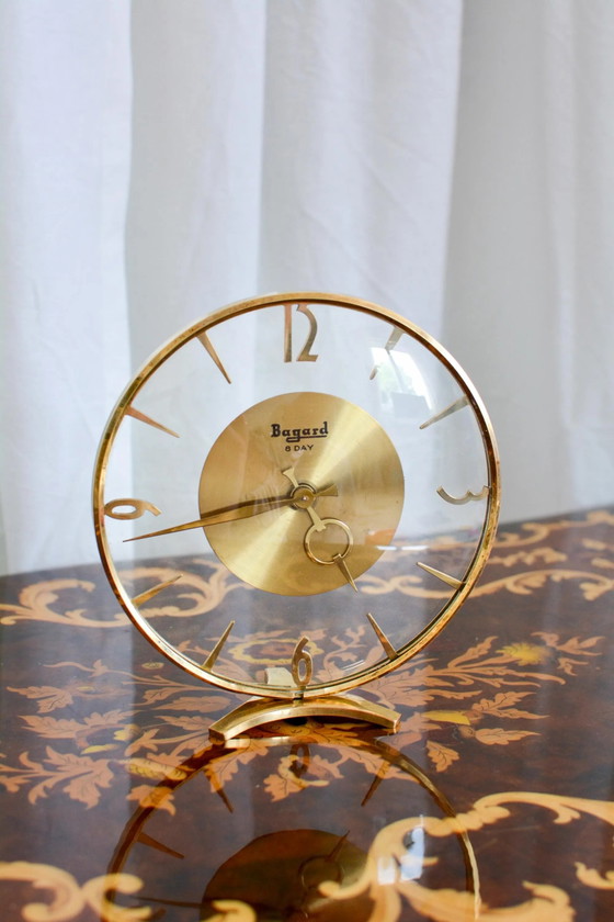 Vintage Bayard Art Deco Schouwklok, 8-daags Glas en Messing, Frankrijk – Klokken, Brass (photo 4 of 10)
