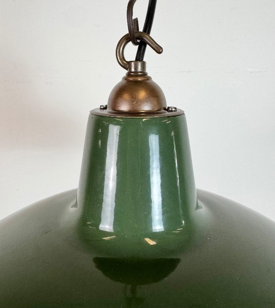 Image 1 of Lampada a sospensione industriale in smalto verde della Multi Electrical Co., anni '60
