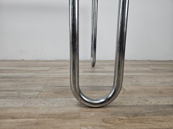 Image 1 of 1970s Bauhaus table in chromed tubular steel and glass