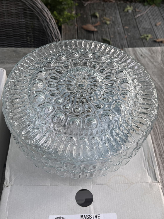 Image 1 of 4 vintage glazen plafondlampen massive 