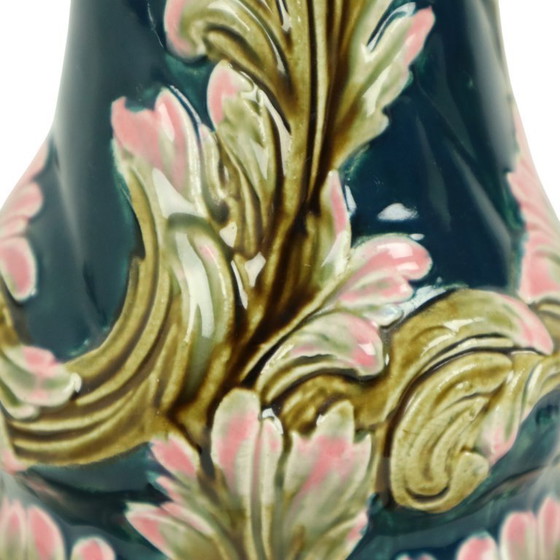 Image 1 of Antieke Blauwe Art Nouveau Vaas Rococo Stijl