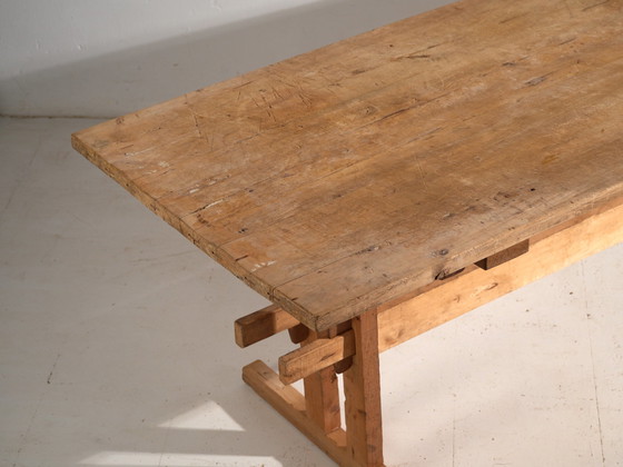 Table de salle à manger de réfectoire antique en pin, Europe Centrale, circa 1900, Tables de salle à manger (photo 3 sur 14)