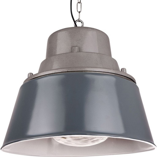 Lampada industriale vintage con vetro prismatico dalla Polonia, anni '70