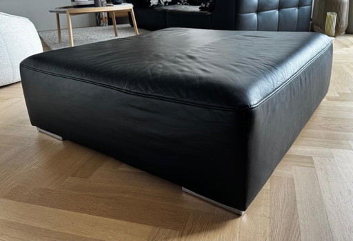 Ligne Roset Malhoun stool – leather Diva Noir – design classic by Didier Gomez
