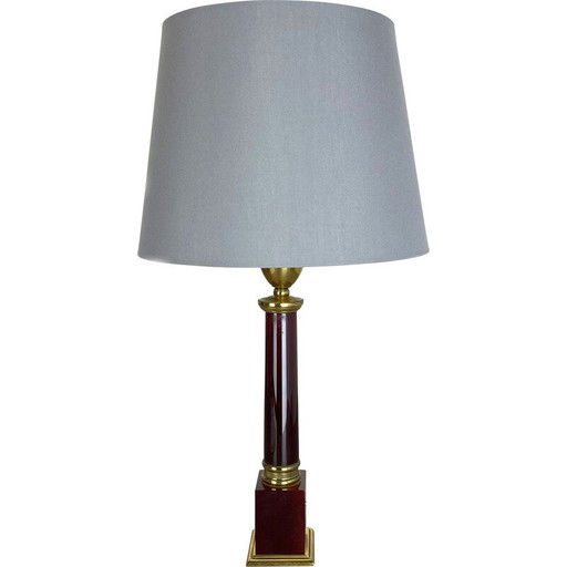 Vintage Catalina red brass table lamp, Italy 1960s