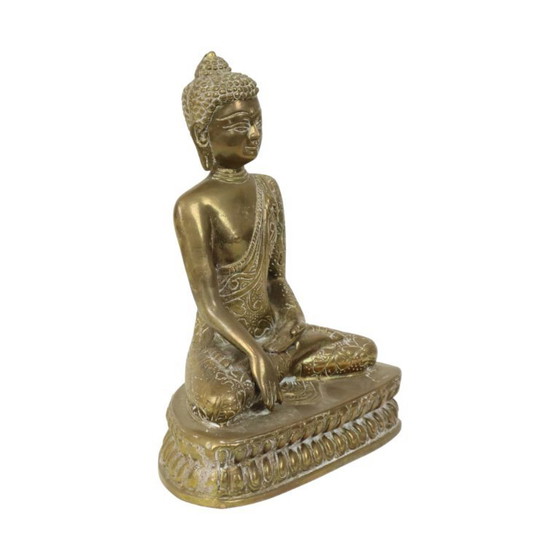 Image 1 of Vintage Messing Zittende Boeddha