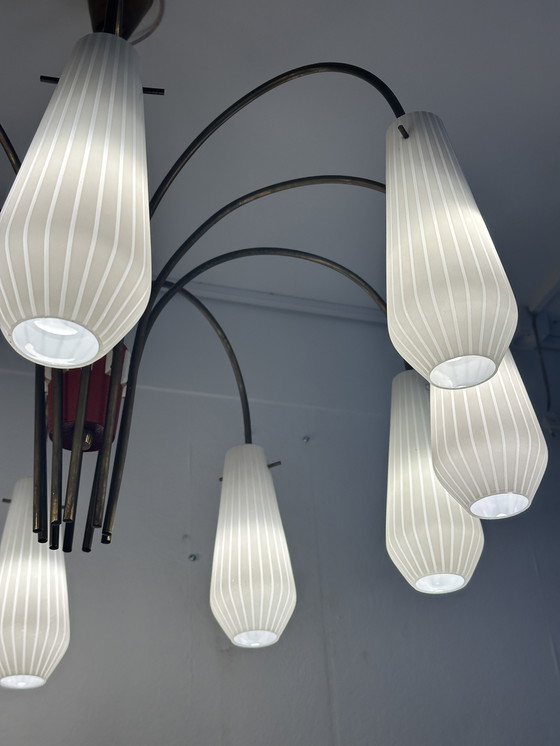 Image 1 of  Prachtige Vintage Opaalglas Kroonluchter Plafond Hanglamp Prachtige Vintage Opaalglas Kroonluchter Plafond Hanglamp 1/5 Prachti