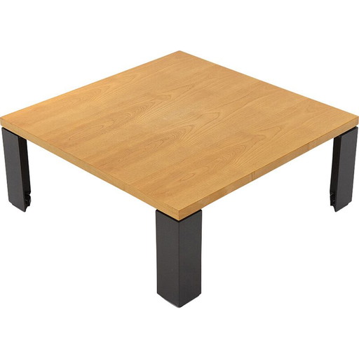 Tavolino quadrato vintage “Eretteo” in legno impiallacciato frassino di Orni Halloween per Artemide, Italia 1970