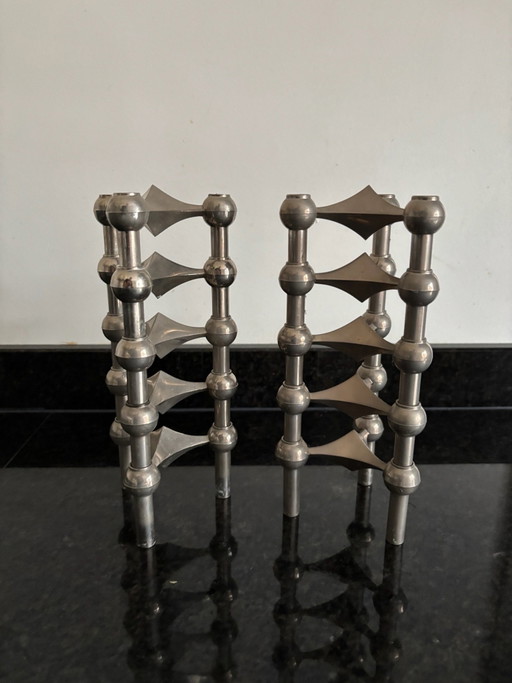 Ensemble original de 10 Bougeoirs et chandeliers vintage Stoff Nagel BMF