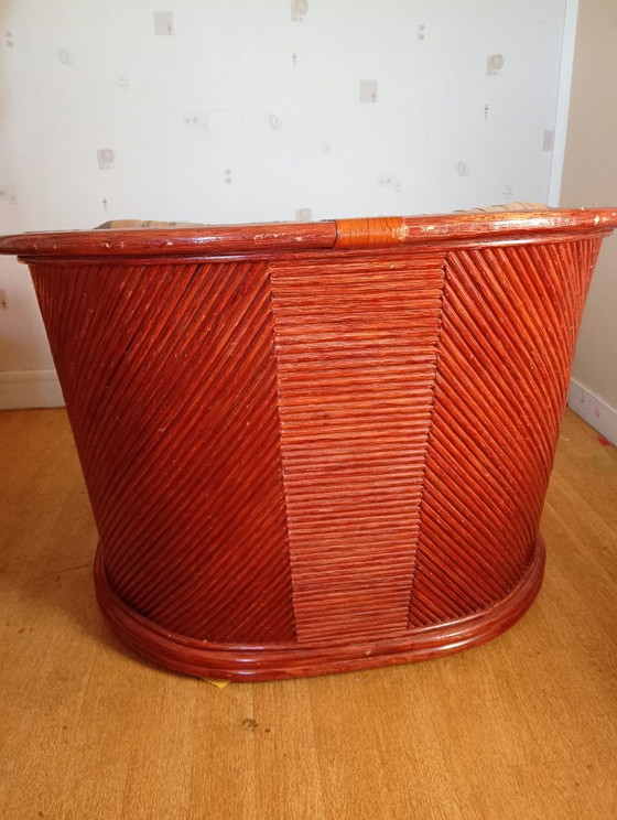 1980s Red Rattan and Bamboo Armchair – Maugrion, Couches (photo 2 of 5)