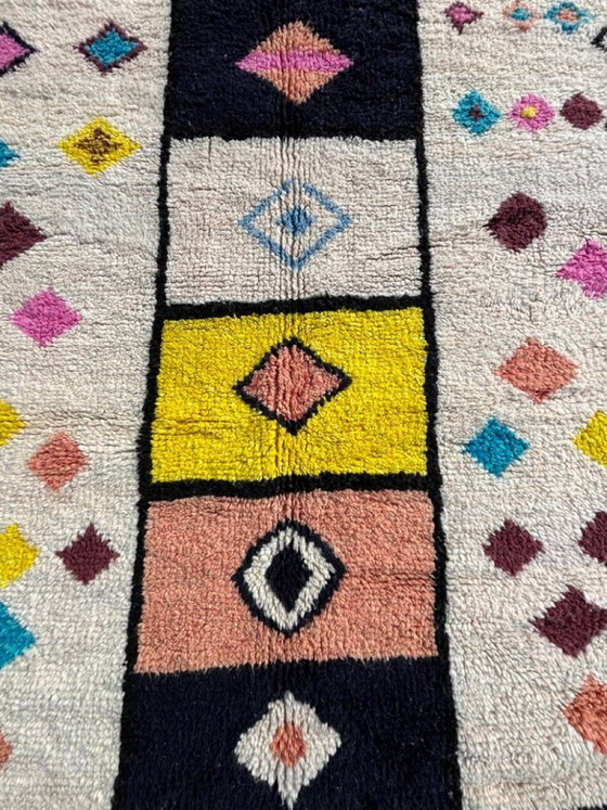 Image 1 of Prachtig Marokkaans Berberkleed in kleurrijke tinten - Echt handgeweven wollen kleed 3x2 meter
