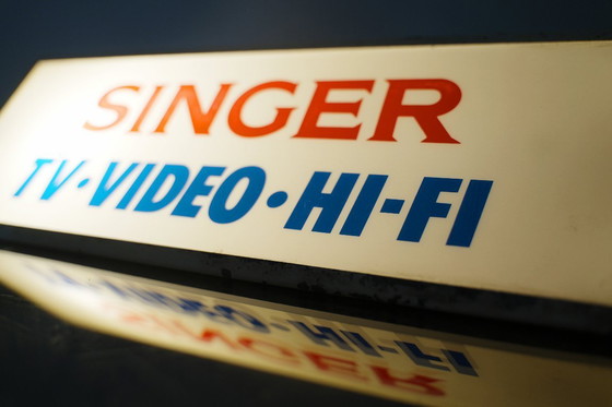 Image 1 of Vintage Singer TV-Video-Hi-Fi Illuminated Store Sign - 1960s Collectible Display