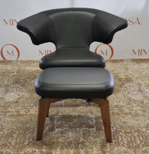 Designer armchair with footstool – Classicon Munich Classic