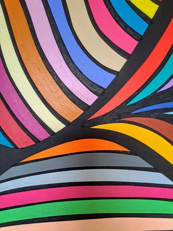 Image 1 of Movements Part 2 - œuvre d'art abstraite hypnotique de Franklin van Dam (95 x 95 cm, acrylique sur MDF)