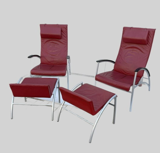 Sillón reclinable Kebe Denmark con reposapiés, dos unidades disponibles. – fauteuils, Leather, Metal