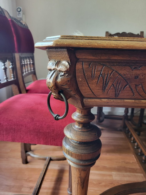 Louis XIV dining table with chairs – eetkamerset, Metal, Textile (photo 2 of 5)