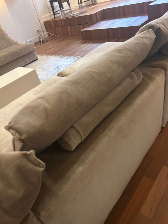Taupe Samtsofa, Eric Kuster, Modulare Sofas, Stoff, Beige, Modern (Foto 7 von 8)