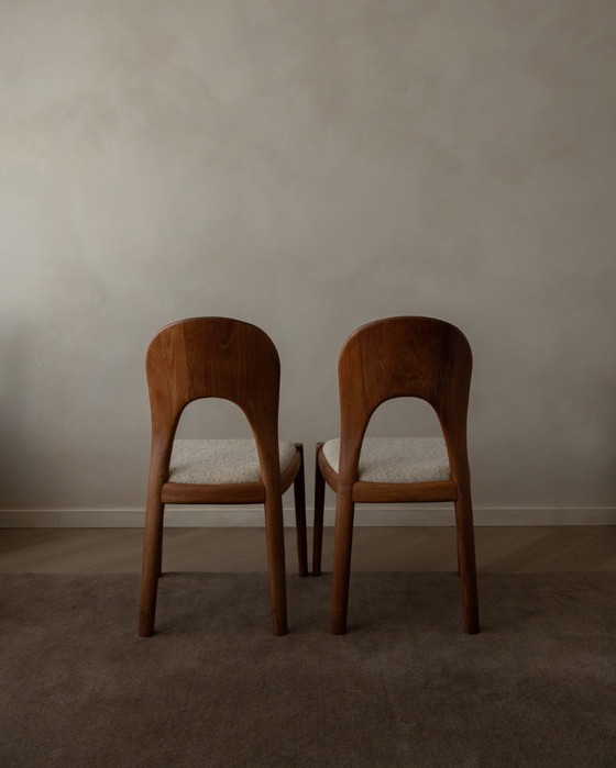 Image 1 of Vintage Danish Teak Dining Chairs (Pair) | Model Morten by Niels Koefoed for Koefoed’s Hornslet | Original Upholstery