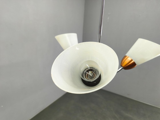 Image 1 of Mid-Century Pendant Light, Copper and Chrome, Czechoslovakia, 1970s