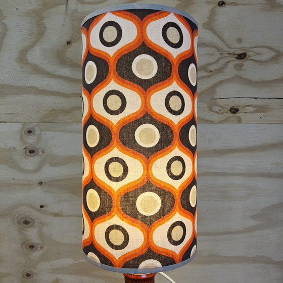 Image 1 of Lampe de table Fat Lava en céramique (70s) Lampe Scheurich West Germany (1970) abat-jour à motifs