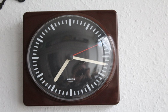 Image 1 of Krups clock no. 18732 kitchen clock wall clock brown square vintage Space Age 60s/70s