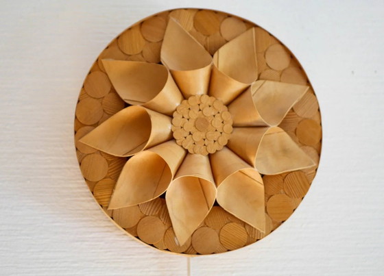 Image 1 of Appliques murales suédoises artisanales en bois, lot de 2