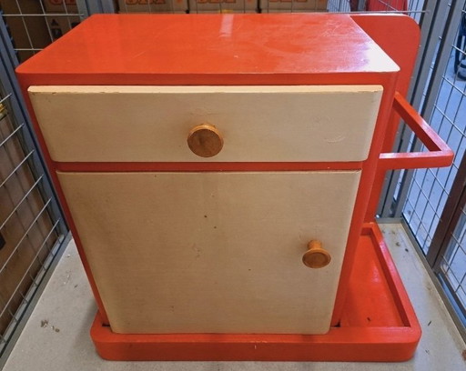 Shoe/wardrobe cabinet, 50s/60s, solid wood, lacquered
