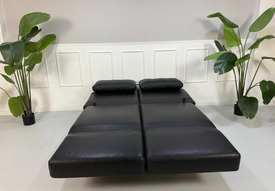 Image 1 of Brühl Moule Sofá Piel Negro Función Dormir Pieza de Exhibición