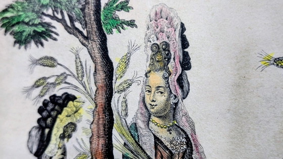 19th century. Antique colored copper engraving L’Âge d’Argent – ​​framed – Paintings & Drawings, Paper (photo 10 of 11)