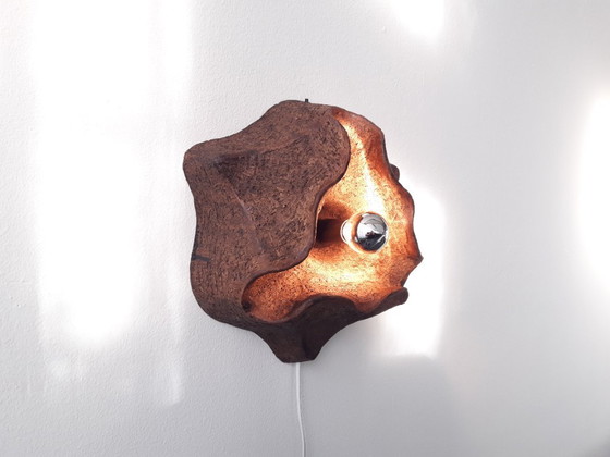 Image 1 of Ceramic earthenware vintage wall lamp, chamotte clay, earthenware, ceramic retro lamp, 70s wall lamp