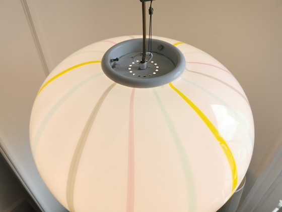Image 1 of Large Candy Stripes Murano Vintage pendant light 