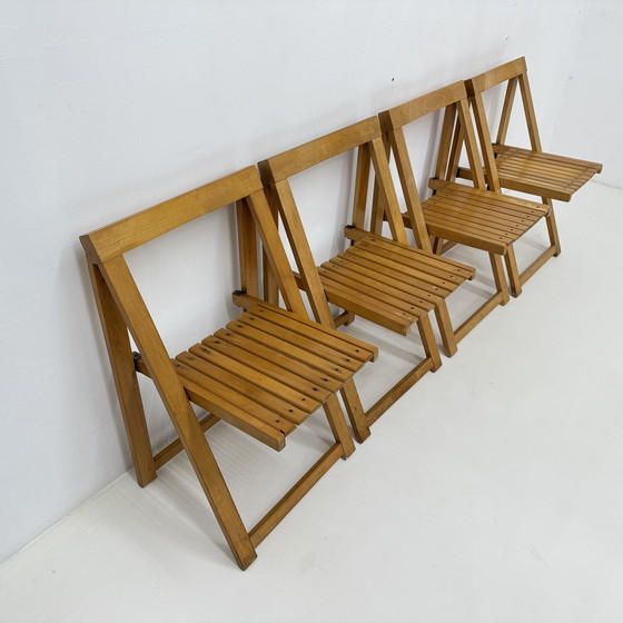 Image 1 of Set van 4 Aldo Jacober voor Alberto Bazzani klapstoelen, jaren 1960