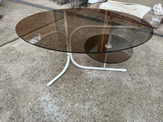 Coffee Oval Table with Metal Legs and Smoky Glass Top, 1990s, Coffee table books, Scandinavian (photo 5 of 9)