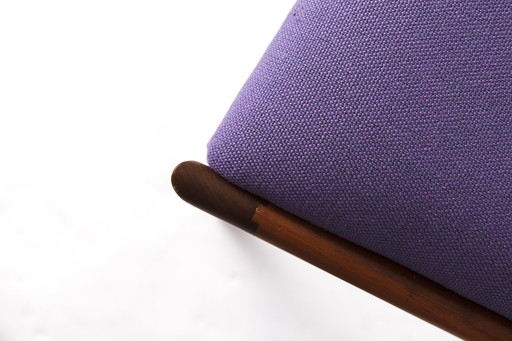 1 van 11 Vintage stoelen van Lübke - jaren 1960-70 Beukenhout en bekleding van violet textiel