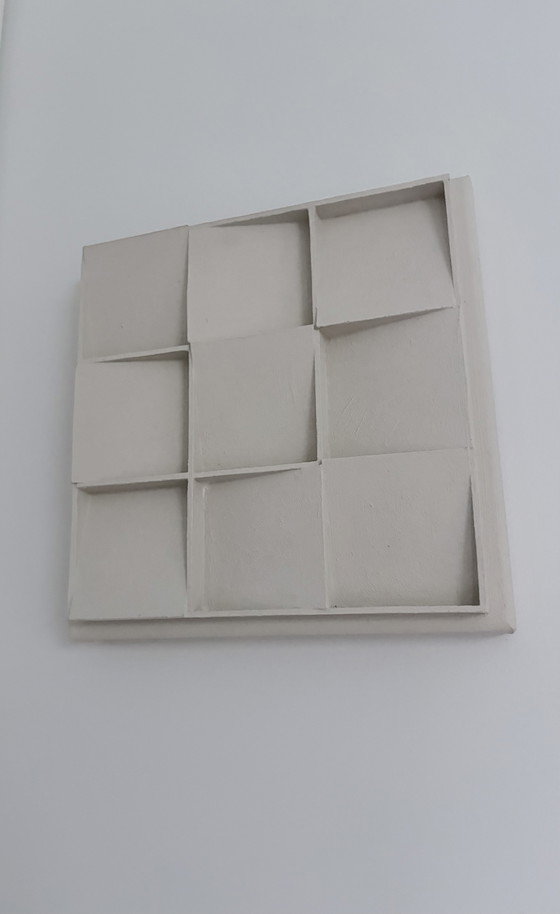Handgemachtes Abstraktes Wandrelief – ZERO Stil – Gebrochenes Weiß – Gemälde & Zeichnungen, Wood, Canvas (photo 11 of 15)