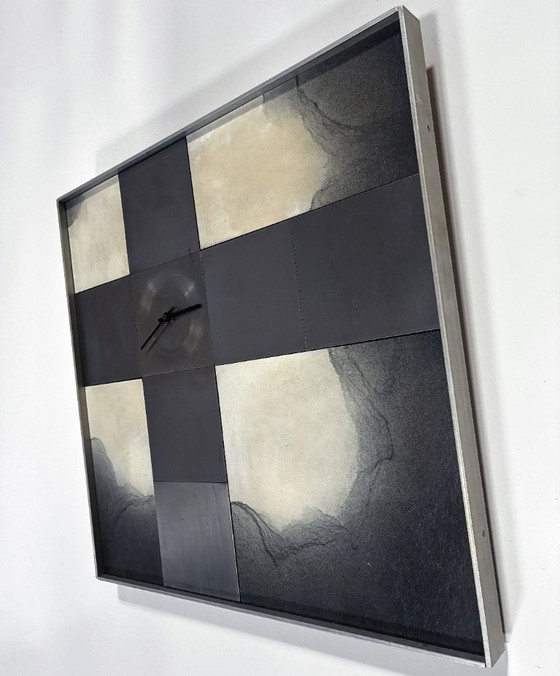 Image 1 of Horloge Murale XL • Otto Louis • Métal/Pierre/Bois • 50 cm x 50 cm • 1975 