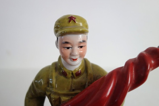 Image 1 of Chinese Porcelain Biscuit Soldier Figurine Statue - Cultural Revolution #3