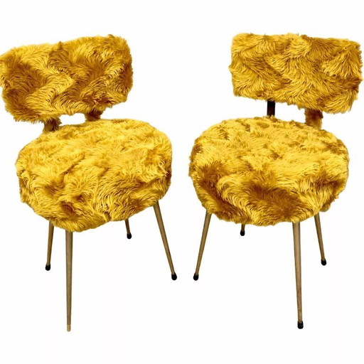 2 poltrone in pelliccia sintetica Pelfran anni '60/'70