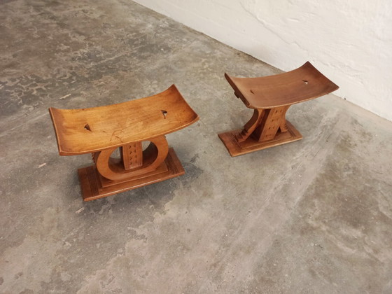 Image 1 of Set di 2 sgabelli Ashanti, africani