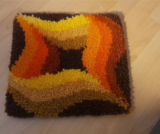 Image 1 of Sofa cushion, 1970s, knotted using latch-hook technique