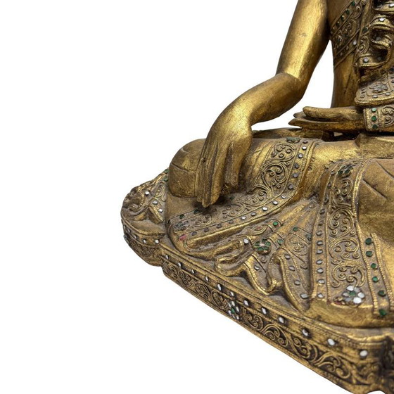 Buda Mandalay Birmano del Siglo XIX Calidad Museo – Madera de Teca Maciza (50.5 cm) – Esculturas (photo 9 of 11)