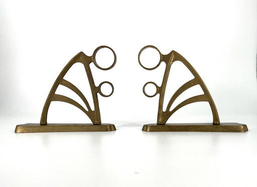 2x Art Nouveau Art Deco curtain rod holder Curtain rod holder made of brass bronze