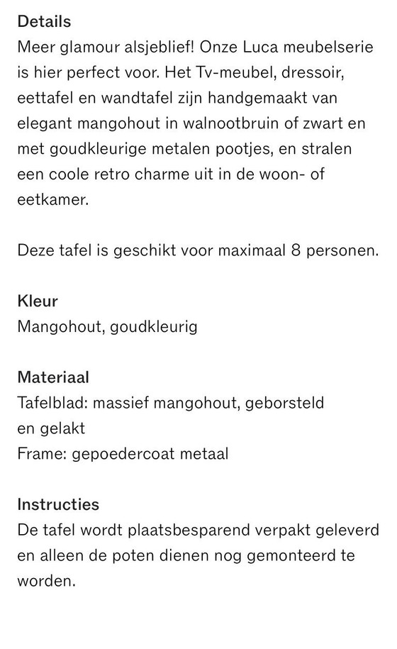 Image 1 of Nueva en caja Mesa de comedor Westwing Luca