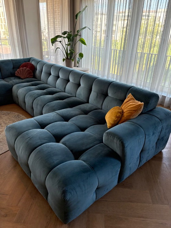 Petrolfarbenes Samt-Ecksofa, T&O Living, Modulare Sofas, Blau, Modern (Foto 6 von 7)