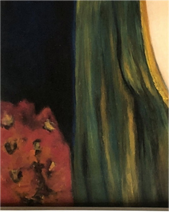 Image 1 of Art Deco Large Painting Portrait of a Woman Gouache 68x52 cm Signed C Janse