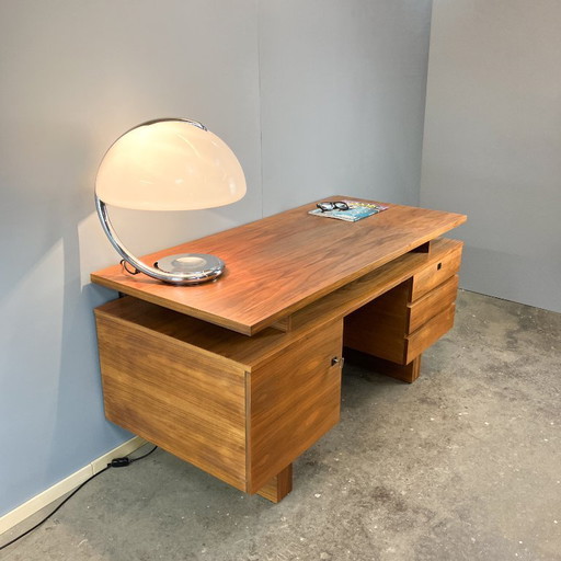 Mid-century desk in Bauhaus design, walnut, 1960s